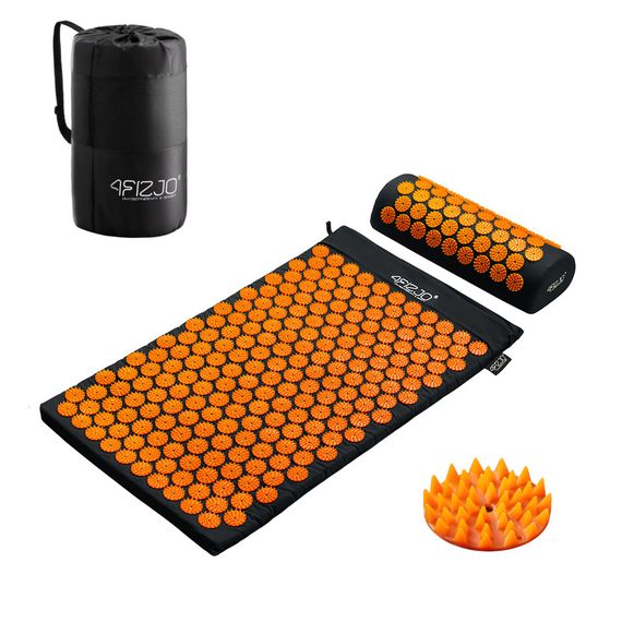 Килимок акупунктурний 4FIZJO Аплікатор Кузнєцова з валиком 72 x 42 см Black/Orange 4FJ0042 (P-5907222931752) | Зображення 2