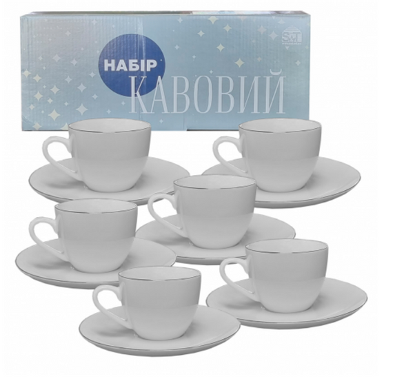 Сервіз кавовий Срібло 12 предметів (ч.120мл/блюдце d13см) 1453-4 S&T