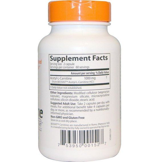 Комплекс Ацетил/Карнітін Doctor's Best Acetyl-L-Carnitine with Biosint Carnitines 500 mg 120 Caps | Зображення 1