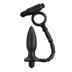 Анальна пробка з ерекційним кільцем Pipedream Anal Fantasy Collection з вібрацією, чорний Sex Aura