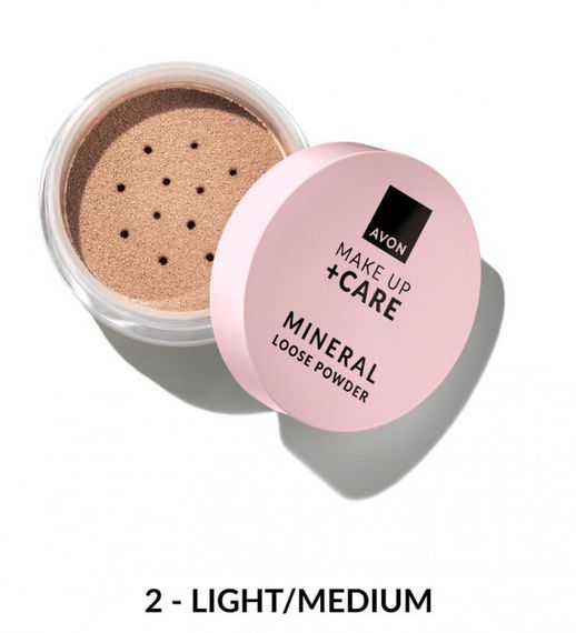 Минеральная рассыпчатая пудра Avon Light Medium (Светло-бежевая) | Натуральные минералы| Легкое сияющее покрытие 6 г