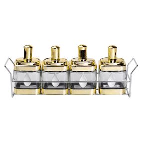 Набір банок для сипучих продуктів 4 штуки 350 мл скляні на металевій підставці HP-1336