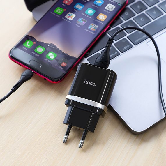МЗП Hoco C12Q Smart QC3.0 3A (1USB-A) + кабель USB to MicroUSB Чорний | Зображення 3