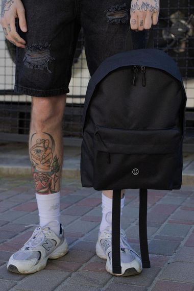 Повсякденний рюкзак шкільний Without Compact з принтом Smile Black