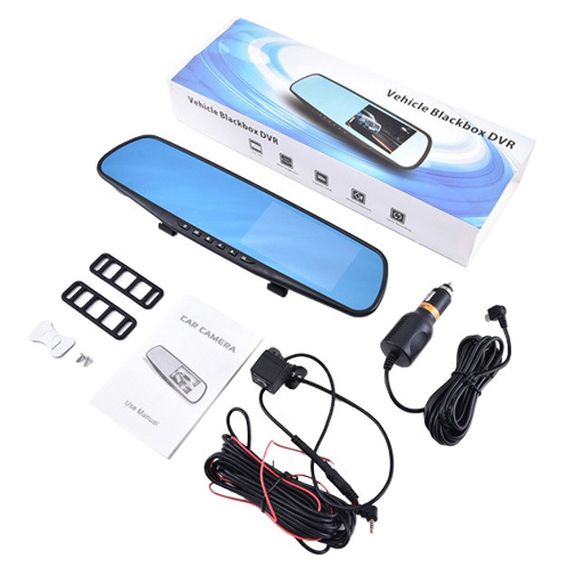 Зеркало видеорегистратор L-9002 с 2-ма камерами, LCD 4.3'', 1080P Full HD | Зображення 1