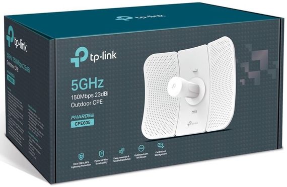Точка доступу TP-Link  N150 5ГГц 1xFE LAN, 23 дБі зовн. passive PoE (CPE605) | Зображення 2