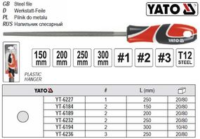 Напильник по металлу YATO Польща круглый l=250 мм #3 YT-6236