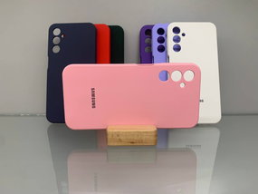 Samsung A24 Протиударний чохол з логотипом софт тач рожевий