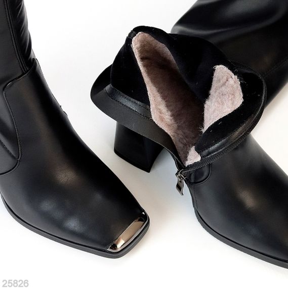 Шикарні чорні ботфорти стрейч на стійких підборах | Зображення 7