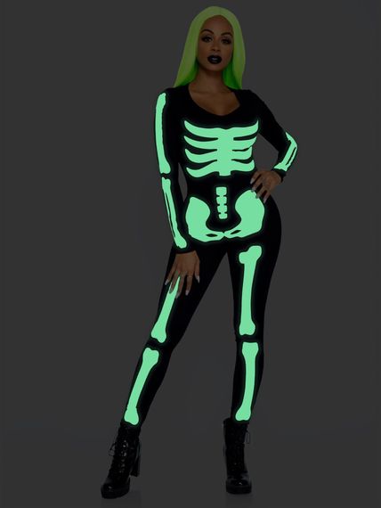 Костюм скелета, світиться у темряві Leg Avenue Womens Skeleton Bodysuit Halloween, розмір S | Зображення 8