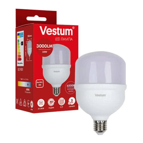 Світлодіодна високопотужна лампа Vestum  T100 30W 6500K 220V E27 1-VS-1608