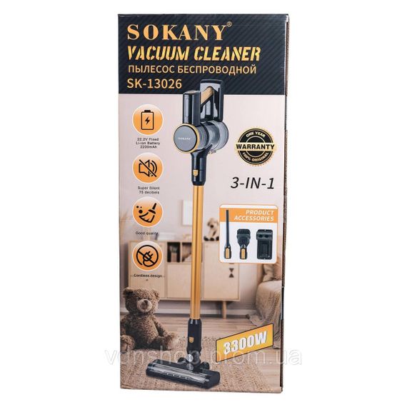 Пылесос вертикальный аккумуляторный 3 в 1 для сухой уборки 3300 Вт Sokany SK-13026 | Зображення 9