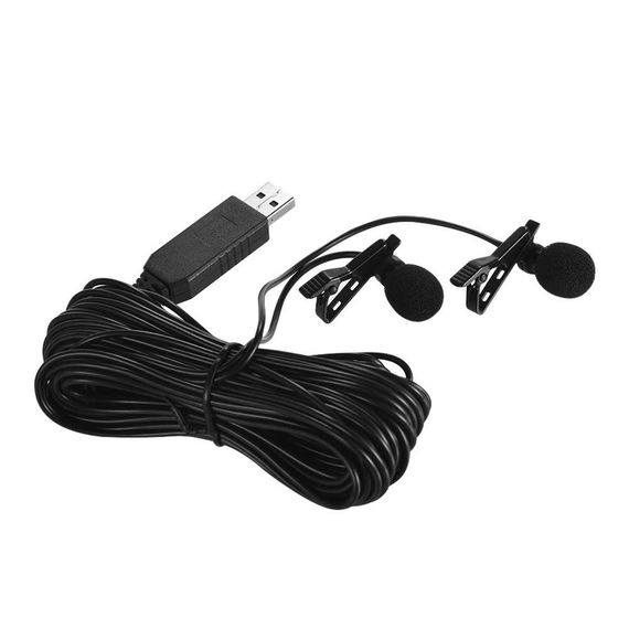 Двойной петличный микрофон Andoer EY-510D USB, 6 метров, петличка для ноутбука, компьютера, пк | Зображення 2