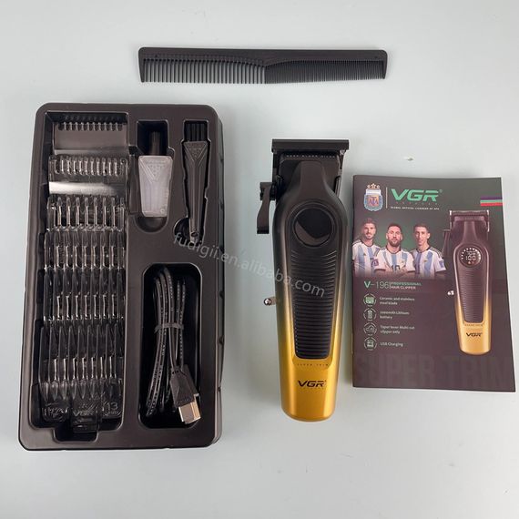 Акумуляторна машинка для стрижки VGRV-196, 8 насадок, 7000 RPM, 2000 mAh, LED-дисплей, XPRO (46071-VGRV-196 GREEN_554) | Зображення 6