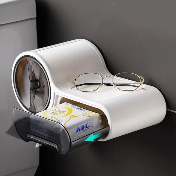 Держатель для туалетной бумаги, Белый / Клейкий настенный держатель для бумаги | Зображення 6