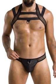 Комплект чоловічої білизни з кріпленнями Passion 043 JACOB L/XL Black, труси, шлейки Sex Aura