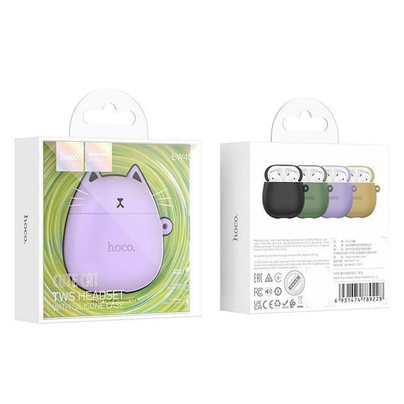 Бездротові TWS навушники Hoco EW45 Cat Case Lilac Cat | Зображення 4
