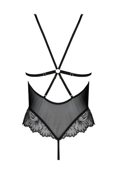 Сітчасте боді з мереживним ліфом Passion DELIENA BODY XXL/XXXL black | Зображення 3