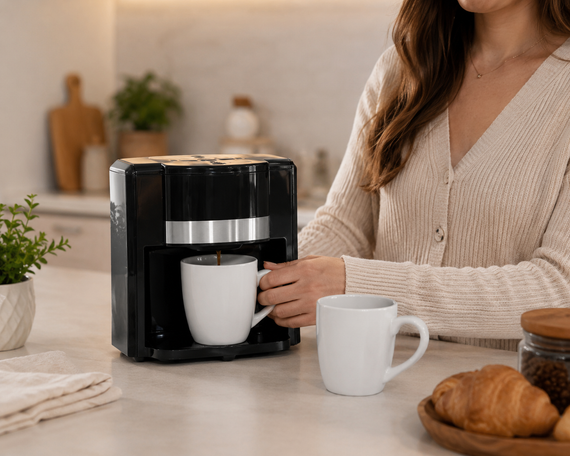 Кавомашина з двома чашками Coffee Machine AND 5269 Чорна / Крапельна кавомашина / Кавоварка електрична 500W | Зображення 1