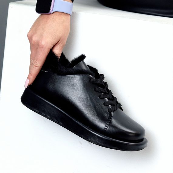 Мега стильні теплі чорні туфлі автоледі натуральна шкіра колір на вибір | Зображення 1