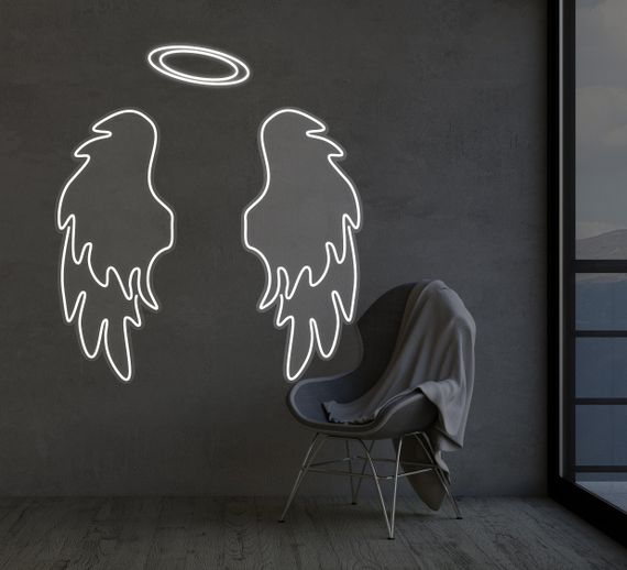 Неоновий світильник Крила Янгола та Німб 700х750 acr-n000027 | Зображення 1