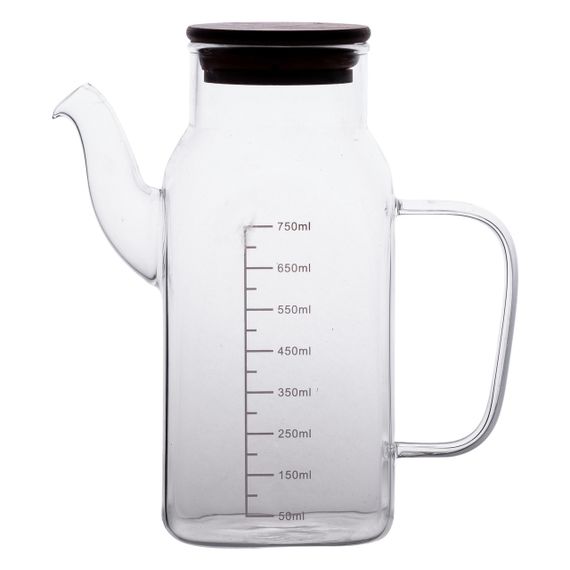 Стеклянная бутылка для масла 750 мл с ручкой и бамбуковой крышкой HP-34-4 | Зображення 1