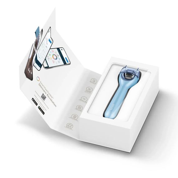 Электронный роллер для лица с микроиглами GESKE MicroNeedle Face Roller 9в1 gray, Голубой | Зображення 8