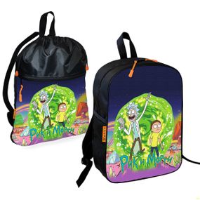 Школьный рюкзак детский Рик и Морти + Сумка для обуви спортивной формы рюкзак-мешок мальчику (01816)