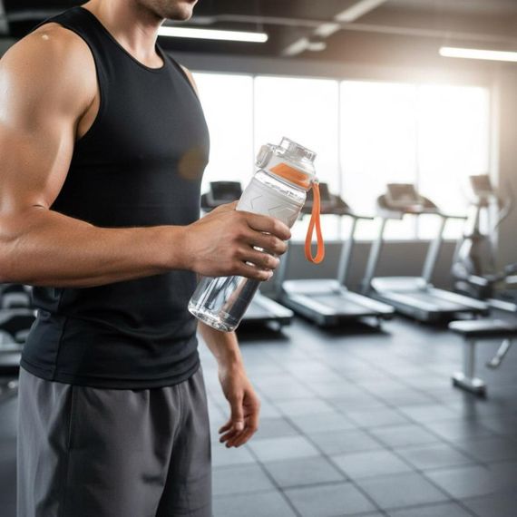 Спортивная бутылка TKK 1000 мл (1 л) - Белая Tritan BPA-free, ударопрочная эко-бутылка с антискользящим грипом | Зображення 8