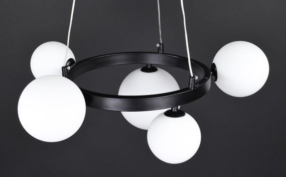 Люстра підвісна на 5 лампочок 27846 Чорний 40-150х52х52 см. | Зображення 5