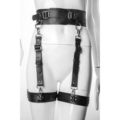 Гартеры широкие с пряжками G4.1 Candy Hero, экокожа, ручная работа, черные, OS sexstyle | Зображення 1