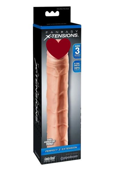 Насадка на член удлиняющая +7.6 см Pipedream X-Tensions телесная, 22.8 х 4.4 см Sex Aura