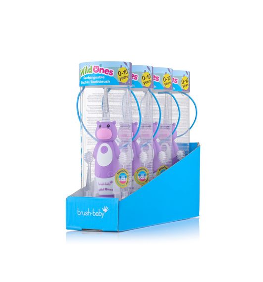 Дитяча електрична зубна щітка Brush-Baby Sonic Toothbrush WildOnes (від 0 до 10 років) Бегемот | Зображення 1