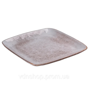 Тарелка плоская квадратная из фарфора 21 см бежевая HP630
