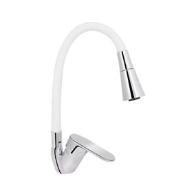 Смеситель для кухни Lidz Tani 008F3 с гибким изливом (k40) LDTAN008F3WCR37037 Chrome/White