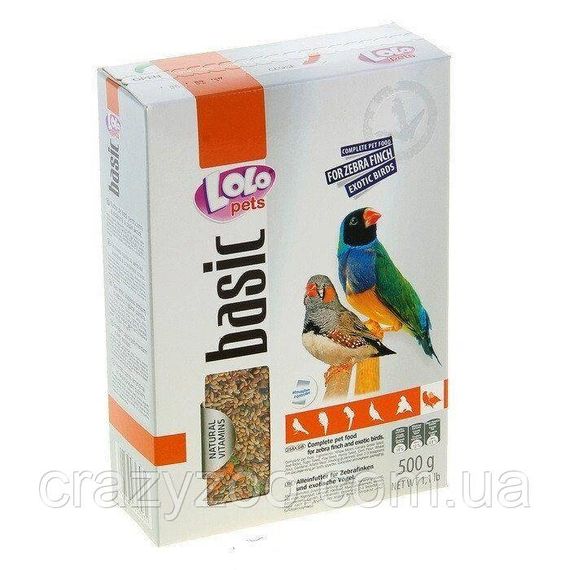 Повнораційний корм для амадин та екзотичних птахів Lolo Pets 500 гр LO-72303