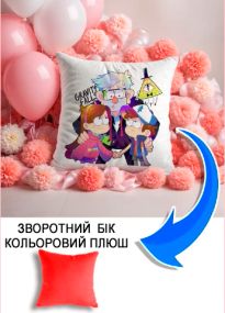Подушка плюшева Мерч Крафт Дизайн з принтом Граввіті Фолз 3 червоний плюш квадратна 33х33 см