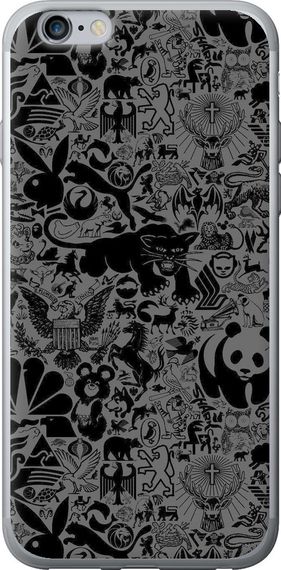Чехол на iPhone 6 Plus Чёрно-серый стикер бомбинг "2432u-48-17620"