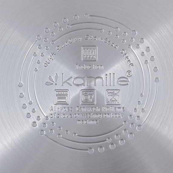 Каструля індукційна Kamille Casserote 3.1л з нержавіючої сталі зі скляною кришкою | Зображення 6
