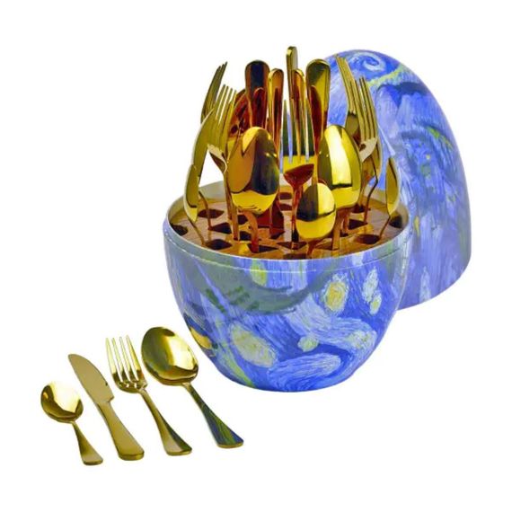 Набір столових приладів на 6 персон із нержавіючої сталі 24 штуки з підставкою Яйце HP78812 | Зображення 1