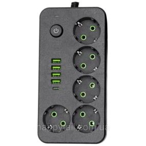 Мережевий фільтр-подовжувач 5 розеток 4xUSB-A 1xUSB-C 3м чорний HP-5-50