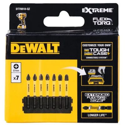 Набор бит DeWALT в касете для Tough Case, FlexTorq, L=57 мм, Рh1-2шт,Рh2-3шт,Рh3-2шт. (DT70818) | Зображення 1