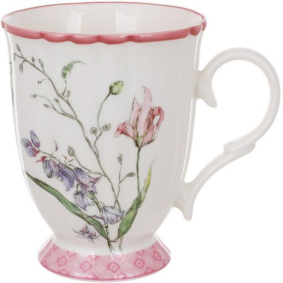 Кухоль порцеляновий "Wisteria Garden" 380мл, чайна чашка, рожева