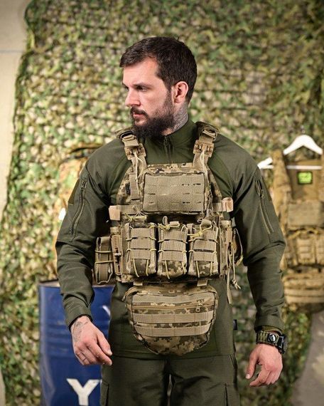 Плитоноска 4 точки швидкий скидання frion з напашником піксель ПП4633