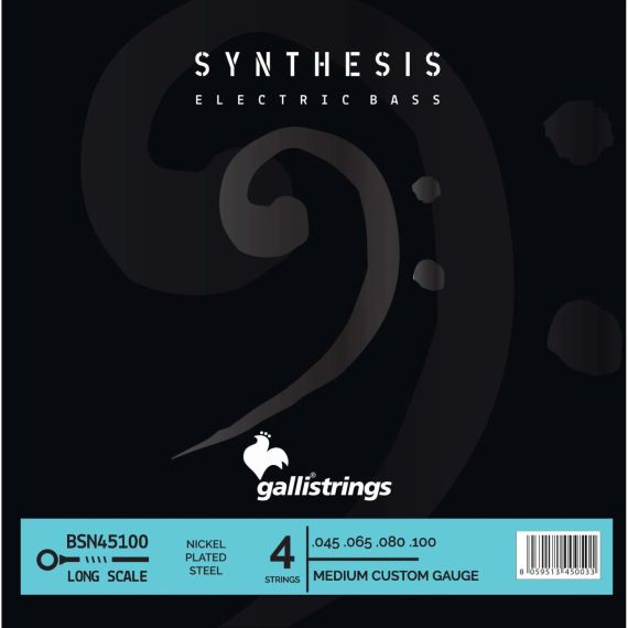 Струни для бас-гітари Gallistrings BSN45100 (.054-.100), Synthesis, MEDIUM CUSTOM, Nickel