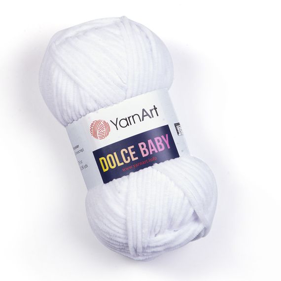 Пряжа YarnArt Dolce Baby 741 белая ярнарт дольче беби плюшевая