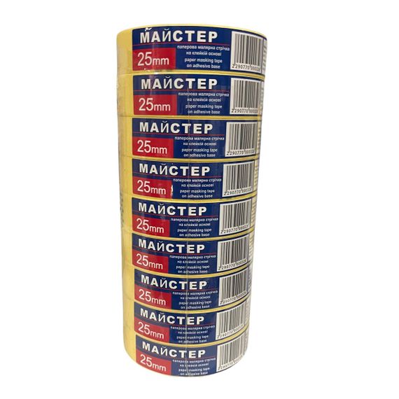 Малярна стрічка &quot;Майстер&quot; 25мм жов.(9сп,54 шт/ящ) | Зображення 1