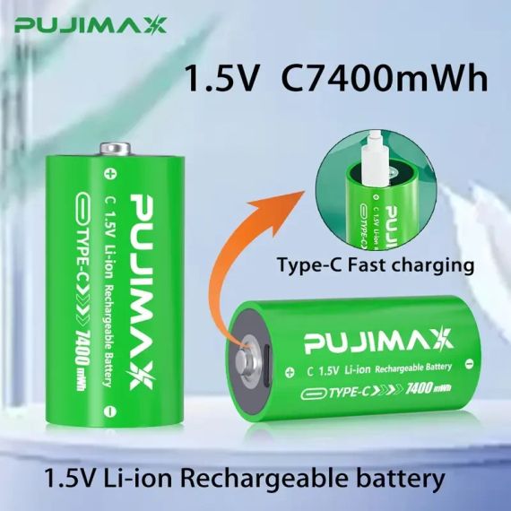 PUJIMAX 1.5V C 7400mWh Акумуляторна літій-іонна батарея високої ємності | Зображення 5