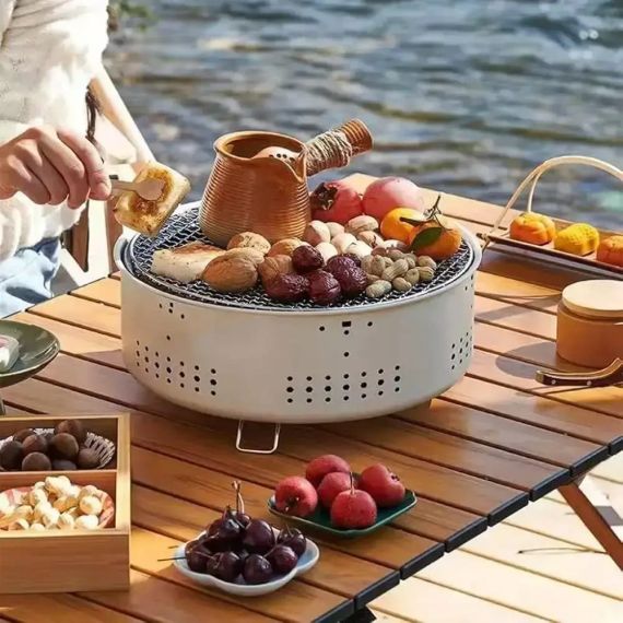 Гриль для барбекю бездимний з гратами 30×30×11,5 см / Портативна вугільна піч для кемпінгу та саду | Зображення 3