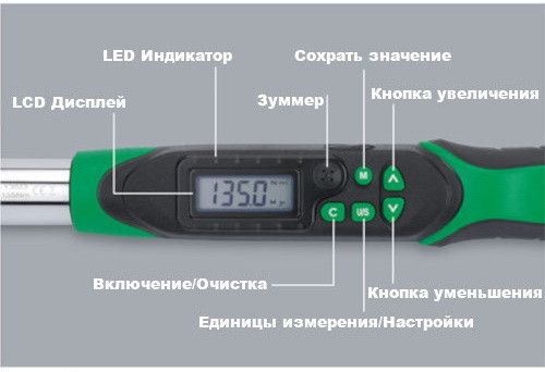 Моментный цифровой ключ TOPTUL 10-200Нм (двустороннего действия) 1/2" DT-200I4 | Зображення 1